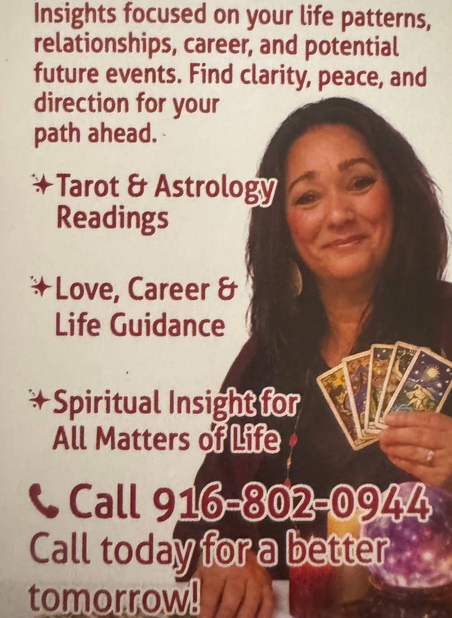 Tarot cards and crystals on the reading table